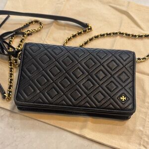 Tory Burch Black Diamond-Pattern Crossbody Bag